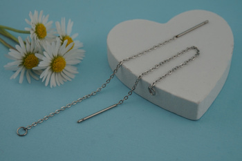 Sztyfty z łańcuszkiem / stal chirurgiczna / 80mm / srebrny / 2szt