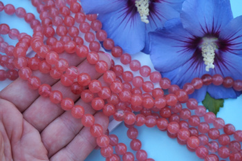 Kwarc czerwony / kula / 8mm / sznur kamieni syntetycznych / około 45szt