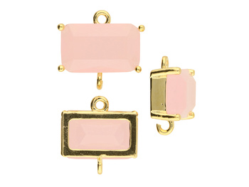 Kryształ w oprawie / łącznik / 8x13mm / miedź / złoty, różowy / 1szt