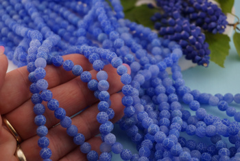 Agat trawiony / kula / 6mm / szafirowy / około 60szt