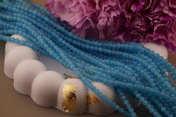 Kocie oko / kula / 4mm / morski / ok 90 szt / 1 sznur