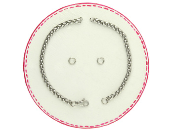 Baza bransoletki warkocz / stal chirurgiczna / srebrny / grubość 3.5mm / 20cm / 1szt