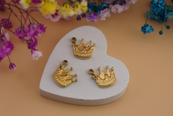 Korona / zawieszka ze stali chirurgicznej / 13x14mm / złoty / 1szt