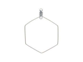 Sześciokąt / baza kolczyka / stal chirurgiczna / grubość drutu 0.7mm / 40x29mm / srebrny / 2szt