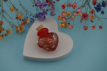 Fiolka serce / czerwony / szkło lampwork / 22x20mm / 1szt