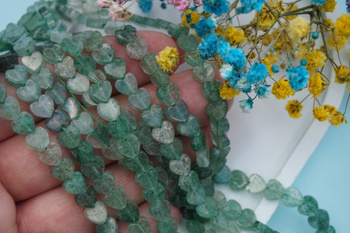 Kwarc truskawkowy zielony / serce / 6mm / 10szt