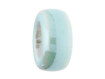 Koraliki ceramiczne / oponka / 9.5x19x19mm / kolor miętowy / otwór 11mm / 2szt