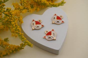 Lis rudy / zawieszka emaliowana / 13x13mm / metal / złoty / 1szt