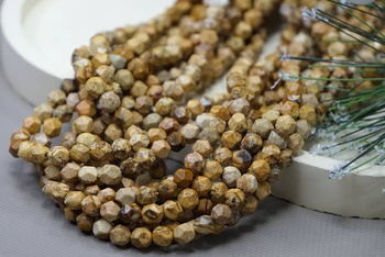 Jaspis krajobrazowy / kula fasetowana, kształt diament / 6mm / sznur / około 55szt
