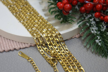 Łańcuszek figaro z karabińczykiem / stal nierdzewna / 3mm / złoty / 45+5cm