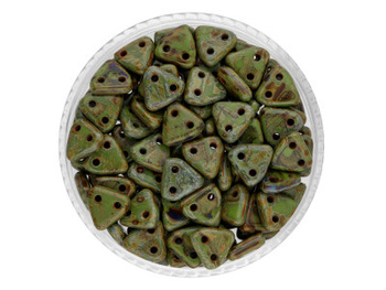 CZECHMATES™ / koraliki szklane / Triangle / 6mm / Picasso Opaque / Olive / 5g