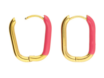 Bigle owale / stal chirurgiczna / 16x20mm / grubość 2.5mm / złoty, różowy / 2szt