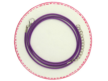 Baza naszyjnika / sznurek woskowany, metal / fioletowy / grubość 2mm, dł. 70+5cm / 1szt