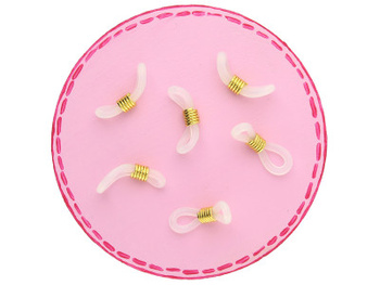 Końcówka do okularów / gumka łącznik / 20x4mm / biały, złoty / 6szt.