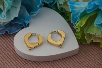 Bigle kwadrat z podwieszką / stal chirurgiczna / 15x15mm / złoty / 2szt