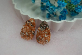 Jaspis leopard / kaboszony para / klasa AAA / 21x13x5mm / 2szt