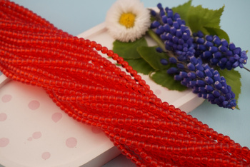 ClearBeads™ / kula szklana / 4mm / czerwony / około 100szt