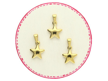 Gwiazdka puffy / zawieszka z krawatką / stal chirurgiczna / 18x15x4mm / otwór 1.5mm / złoty / 1szt