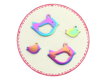 Ptaszek / komplet zawieszek / stal chirurgiczna / 23x29mm, 12x15mm / multikolor / komplet