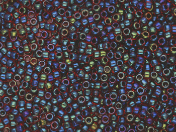 TOHO™ / Round / 15/0 / Inside Color Rainbow / Ruby / Jet Lined / 10g / ~1400szt