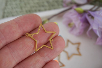 Gwiazdka / baza kolczyka / 25x25mm / stal chirurgiczna / złoty / 1szt