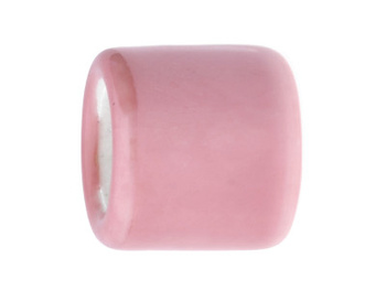 Koraliki ceramiczne / walec / 17x15.5x15.5mm / różowy / otwór 10mm / 2szt
