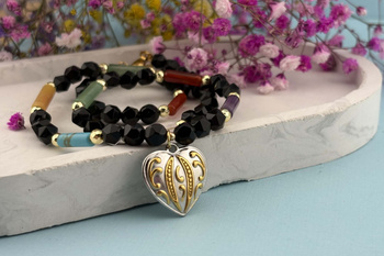 Serce złoto - srebrne / zawieszka stal chirurgiczna / 19x20mm / 1szt