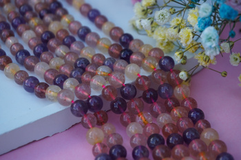 Kwarc miks kolorów / kula / 6mm / sznur / około 65szt