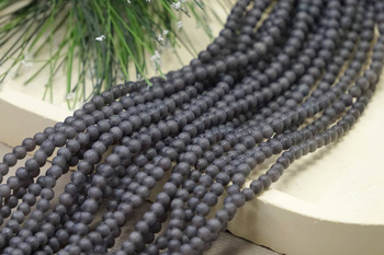 Kocie oko / kula matowa / 4mm / szary/ ok 90 szt / 1 sznur