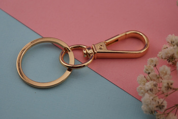 Baza breloka / karabińczyk z kółeczkiem / metal / 8cm dł. całkowita / 3cm kółeczko / złoty / 1szt