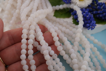 Agat trawiony / kula / 6mm / biały / około 60szt