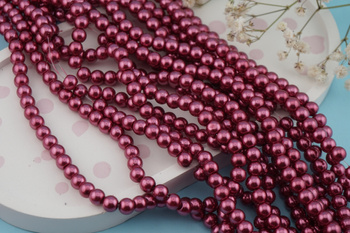 SeaStar™ / szklane perły / kula / 6mm / buraczkowy / około 150szt