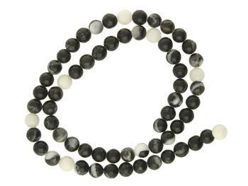 Jaspis zebra / kula / 4mm / biały, czarny / sznur / 90szt