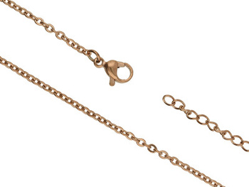 Łańcuszek Rolo z zapięciem / stal nierdzewna / 2x1.5mm / drut 0.4mm / rose gold / 40cm