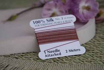 Hobbyworker™ / nić jedwabna z igłą / 0.45mm / brązowy / 2m