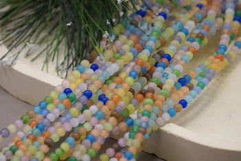 Kocie oko / kula matowa / 4mm / multikolor/ ok 90 szt / 1 sznur