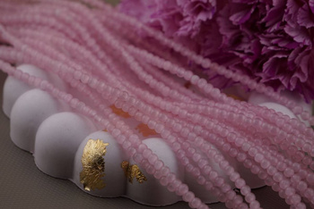 Kocie oko / kula / 4mm / różowy / ok 90 szt / 1 sznur