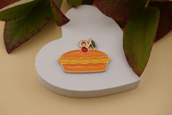 Placek dyniowy / zawieszka emaliowana / 17x24mm / metal / złoty / 1szt