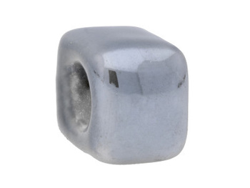 Koraliki ceramiczne / kostka / 12.5x17x19,5mm / kolor szary / otwór 9x7mm / 2szt