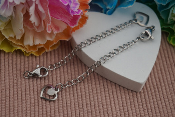 Łańcuszek regulacyjny z zawieszką / przedłużka / dł.5cm + karabińczyk i zawieszka / stal chirurgiczna / srebrny / 1szt