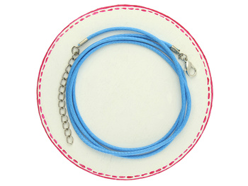 Baza naszyjnika / sznurek woskowany, metal / niebieski / grubość 2mm, dł. 70+5cm / 1szt