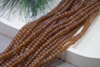 Kocie oko / kula matowa / 4mm / brązowy/ ok 90 szt / 1 sznur