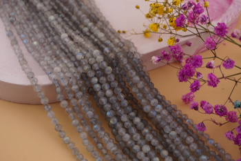 Labradoryt / kula fasetowana / 4mm / sznur / około 84szt