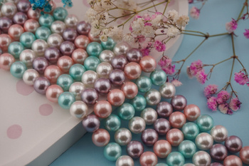 Perła z muszli / kula / 8mm / multikolor / sznur / około 25szt