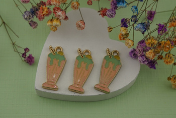 Deser pistacjowo - czekoladowy / zawieszka / 20x9mm / metal / złoty / 1szt