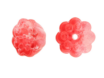 Kwiat lotosu / przekładka / szkło /  9x9mm / czerwony / 2szt