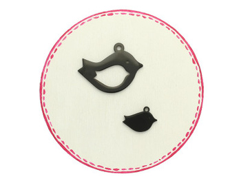 Ptaszek / komplet zawieszek / stal chirurgiczna / 23x29mm, 12x15mm / otwór 1.4mm / czarny / komplet