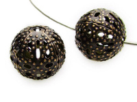 Kulki ozdobne , antyczne złoto / ażurowe / 6mm / wielkosć otworu 1mm / 24szt