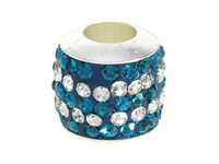 Oponka Discoteque™ / przekładka / 90 cyrkonii / 11x12mm / jasny srebrny,turkusowy / otwór 5mm / 1szt