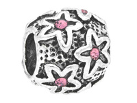 Gwiazdki Glamm™ / przekładka / 8 cyrkonii / 9x11x11mm / srebrny, Rose / otwór 4.5mm / 2szt